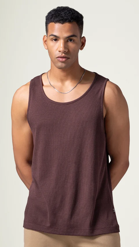 Statement Waffle Tank Top Vintage Wine