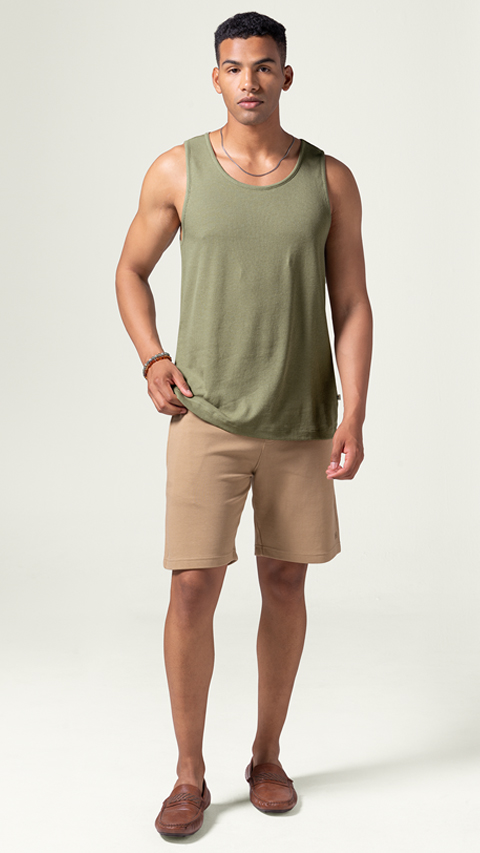 Men Waffle Tank Top Willow Green Online At DaMENSCH
