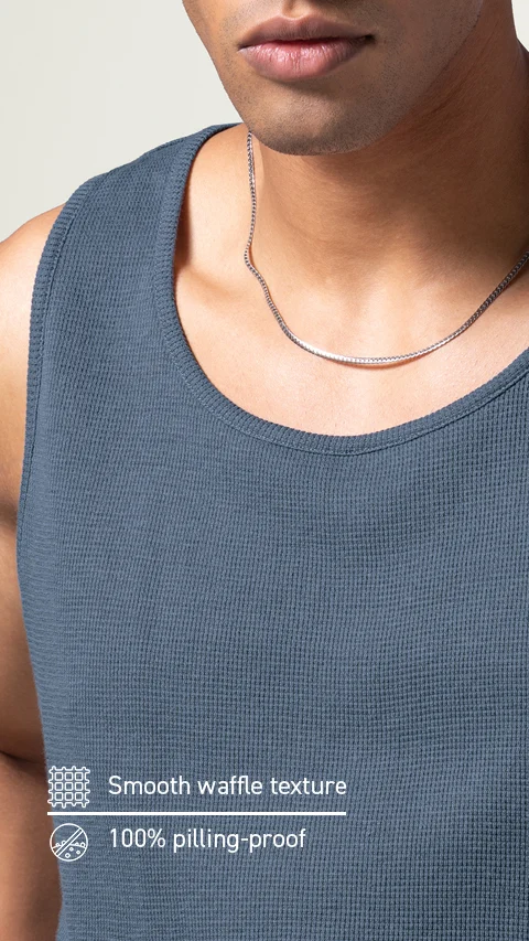 Statement Waffle Tank Top Zen Blue