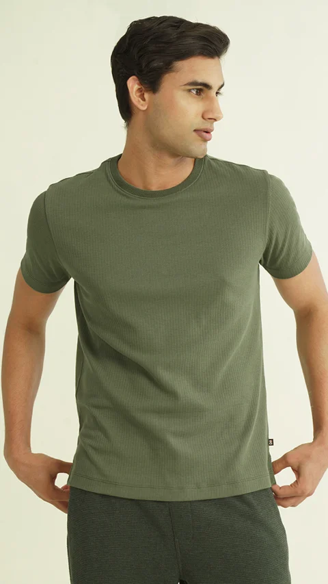 Statement Texture Waffle T-Shirts Eco-Olive