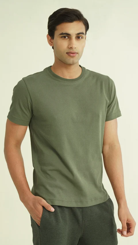 Statement Texture Waffle T-Shirts Eco-Olive