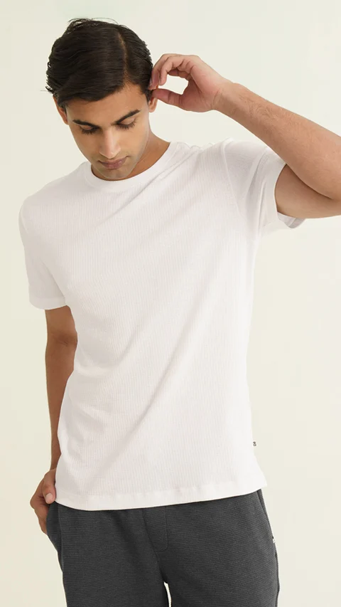 Statement Texture Waffle T-Shirts Everyday White