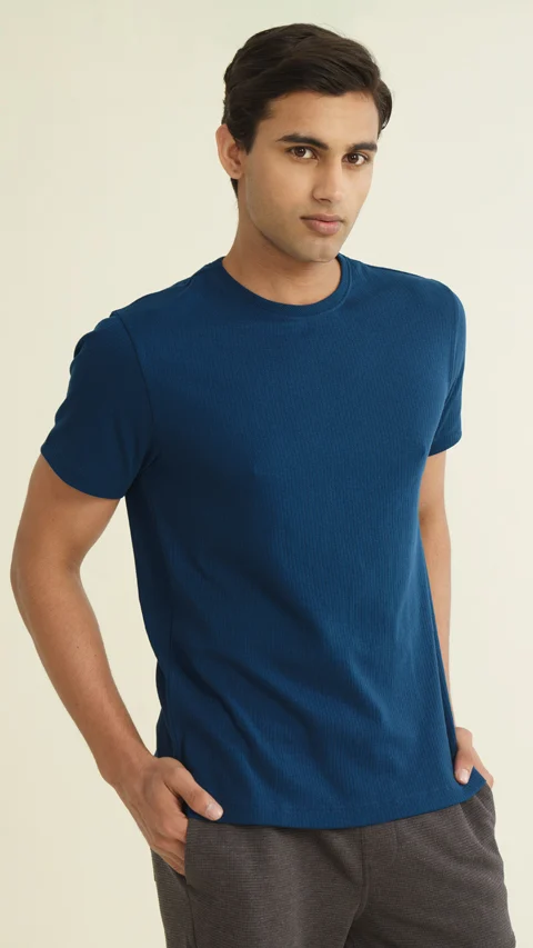 Statement Texture Waffle T-Shirts Nomad Navy