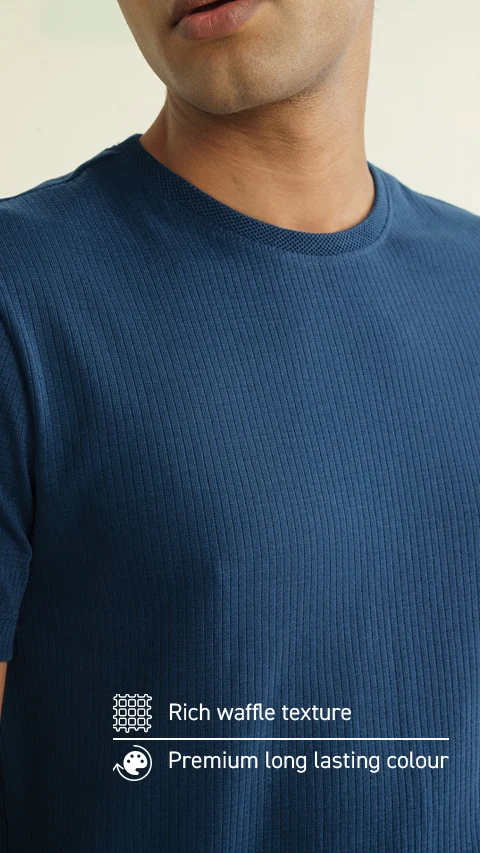 Statement Texture Waffle T-Shirts Nomad Navy