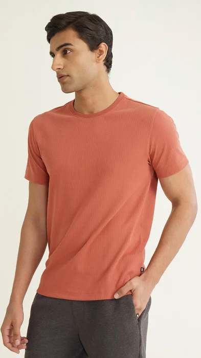 Statement Texture Waffle T-Shirts Rusty Red