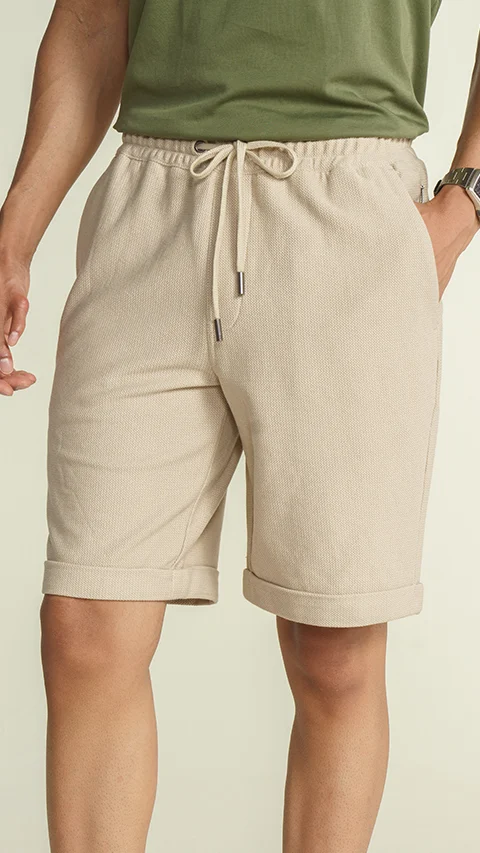 Statement Texture Zig-Zag Shorts Better Beige