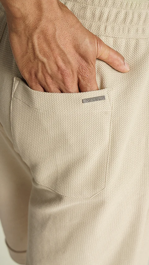 Statement Texture Zig-Zag Shorts Better Beige