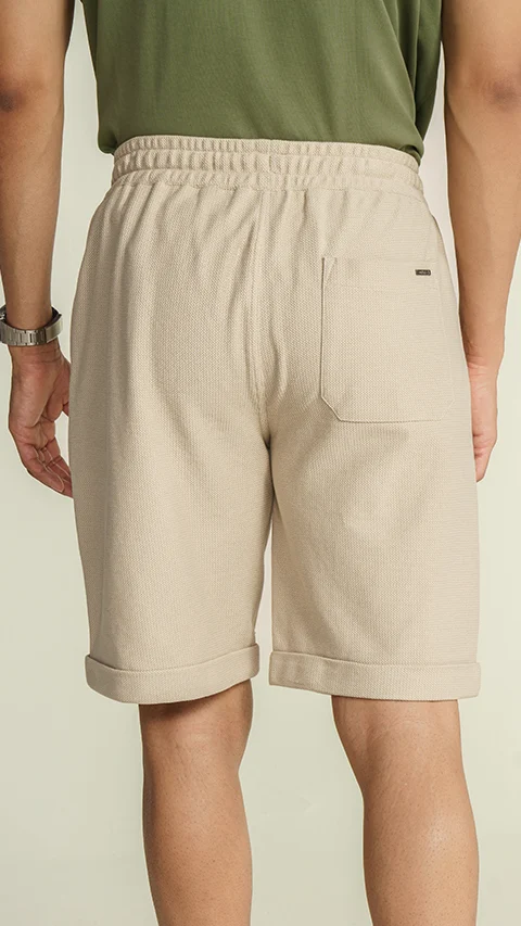 Statement Texture Zig-Zag Shorts Better Beige