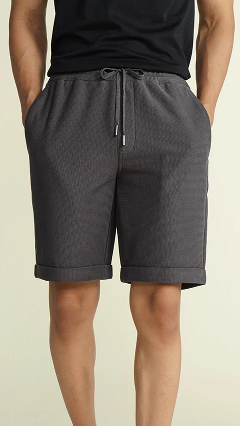 Statement Texture Zig-Zag Shorts Shadow Grey