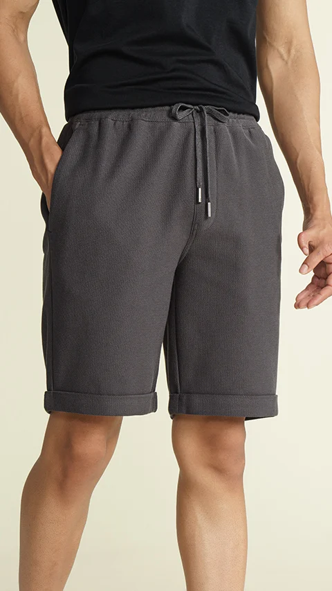 Statement Texture Zig-Zag Shorts Shadow Grey