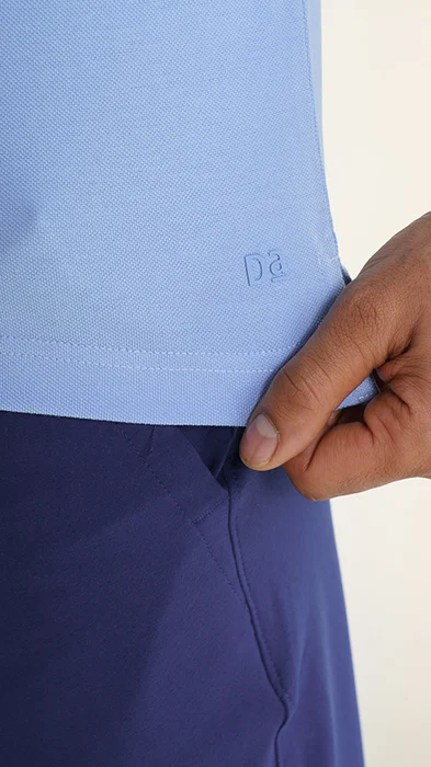 Constant All-Degree Pique Polo Zipper- Soft Blue