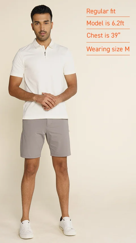 Constant All-Degree Pique Polo Zipper- Vanilla White